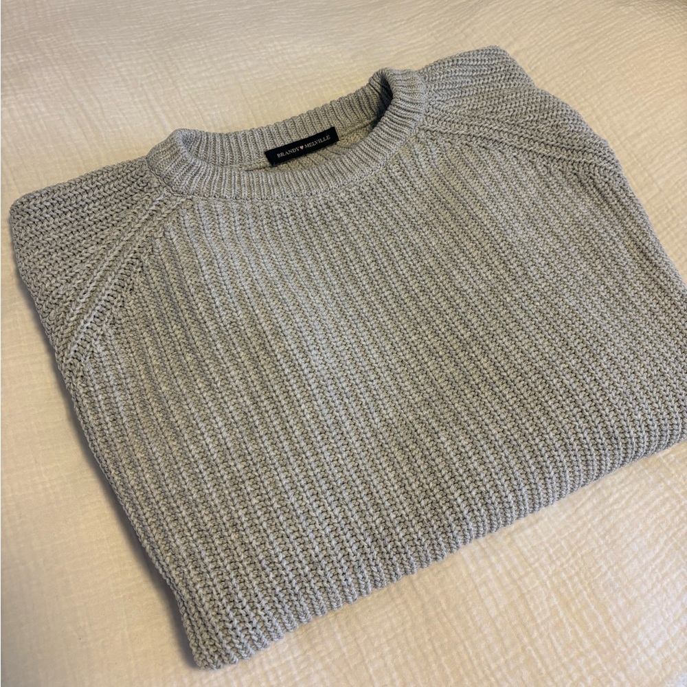 Brandy Melville Oversized Grey Cable-knit Sweater